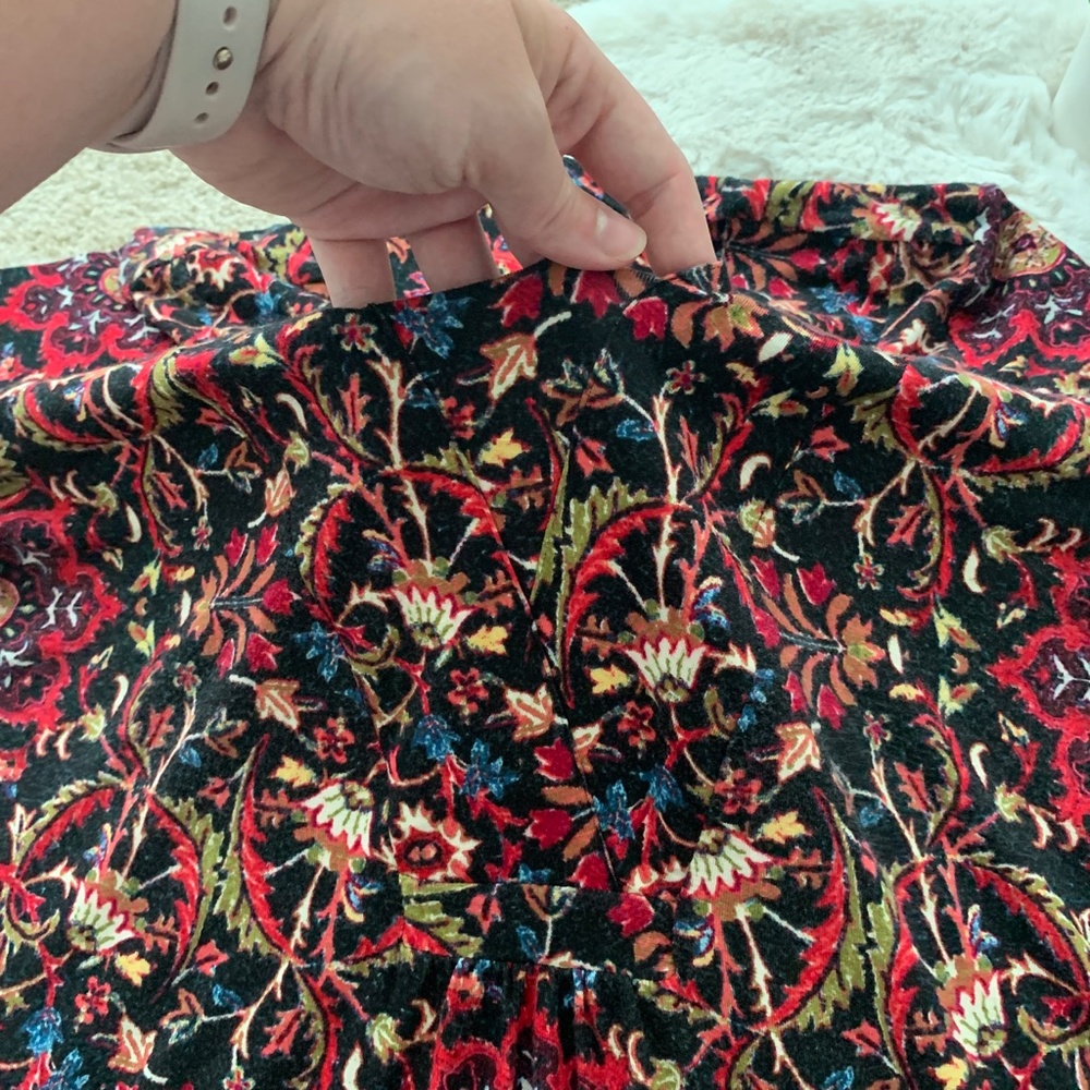 J. Jill Black & Red Floral Long Sleeve Dress- S - Picture 7 of 14